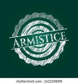 Armistice chalk emblem written on a blackboard. Vector Illustration. Detailed.