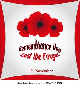 Armistice Day. Remembrance Day Background or Greeting Card Design. With red bright poppy flower icon. Premium vector template