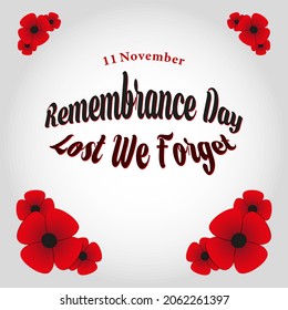 Armistice Day. Remembrance Day Background or Greeting Card Design. With red bright poppy flower icon. Premium vector template