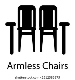 Armless chairs icon in glyph style