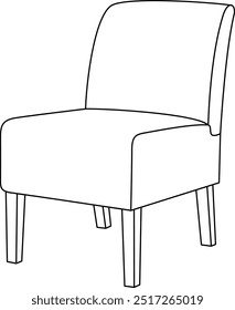 Armless Slipper Chair Line Art