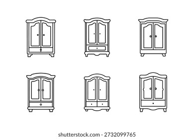 Ilustración vectorial de arte de línea de icono de armario aislado