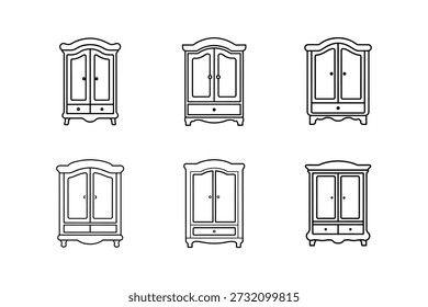 armoire line art vector illustration isolated
