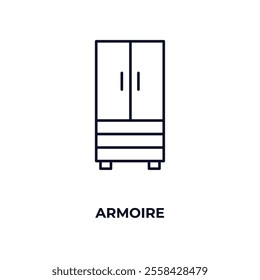 armoire  outline icon. Linear vector from furniture concept. Thin line armoire  icon isolated on white background