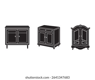 armoire storage cabinet sideboard cabinet icon silhouette vector illustration
