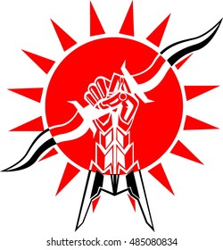armor arm with knives and power of the sun