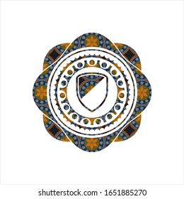 icono de armadura dentro de la placa arabesca. decoración árabe.