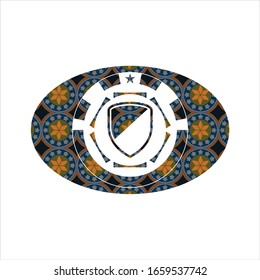 icono de armadura dentro de la placa de estilo árabe. Decoración árabe.