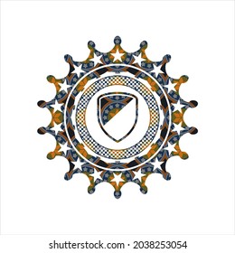 icono de armadura dentro de la insignia de estilo árabe. Decoración árabe. 