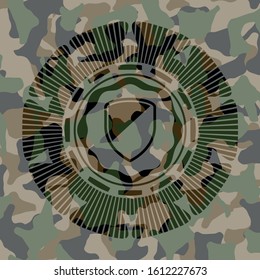 armor icon inside camouflaged emblem