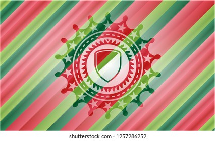 armor icon inside christmas badge background.