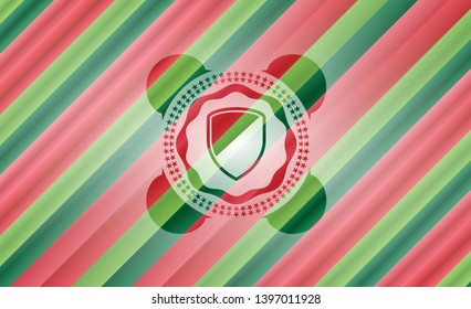 armor icon inside christmas badge background.