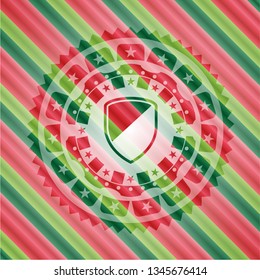 armor icon inside christmas colors style emblem.
