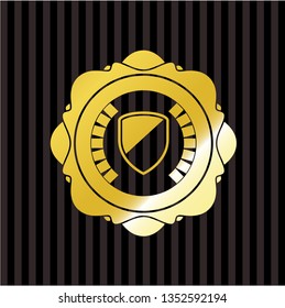 armor icon inside gold badge or emblem