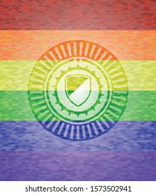 armor icon inside lgbt colors emblem 