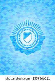 armor icon inside light blue mosaic emblem