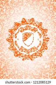 armor icon inside orange mosaic emblem