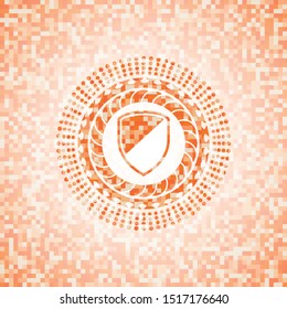 armor icon inside orange mosaic emblem