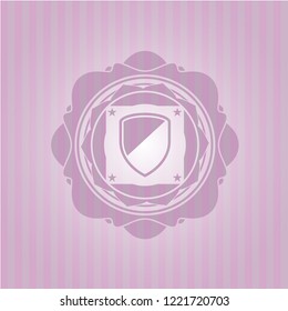 armor icon inside pink emblem. Retro
