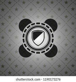 armor icon inside realistic dark emblem
