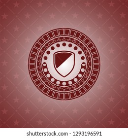 armor icon inside realistic red emblem