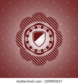 armor icon inside red emblem. Vintage.