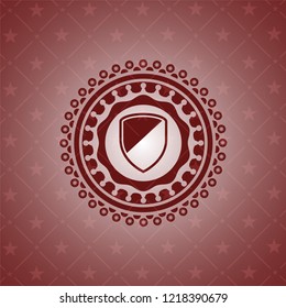 armor icon inside red emblem. Vintage.