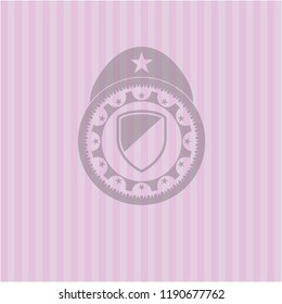armor icon inside retro pink emblem