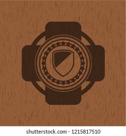 armor icon inside retro style wood emblem