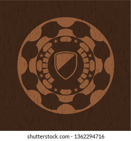 armor icon inside retro style wood emblem