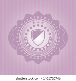 armor icon inside retro style pink emblem