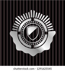 armor icon inside silvery shiny badge