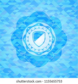 armor icon inside sky blue mosaic emblem