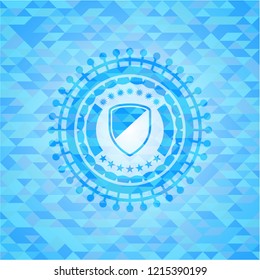 armor icon inside sky blue mosaic emblem