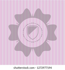 armor icon inside vintage pink emblem
