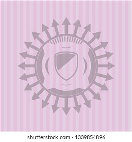 armor icon inside vintage pink emblem