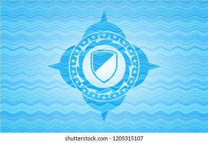 armor icon inside water concept emblem background.