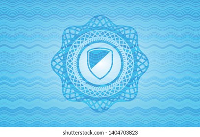 armor icon inside water concept badge.