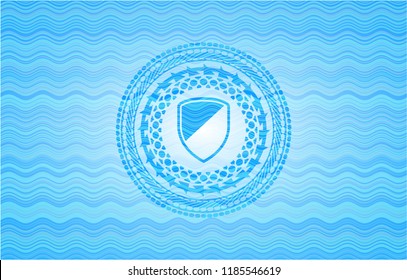 armor icon inside water wave representation badge background.