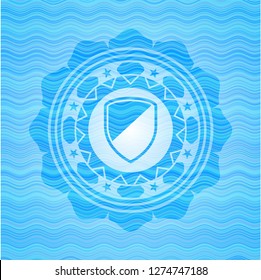 armor icon inside water wave representation emblem background.