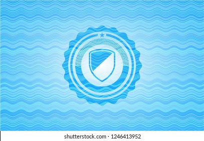 armor icon inside water wavec oncept emblem.