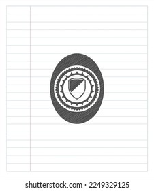 dibujo de lápiz de icono de armadura. Ilustración vectorial. Detallado. 