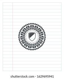 armor icon with pencil strokes. Vector Illustration. Detailed.