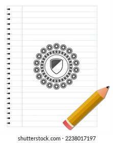 armor icon with pencil strokes. Vector Illustration. Detailed. 