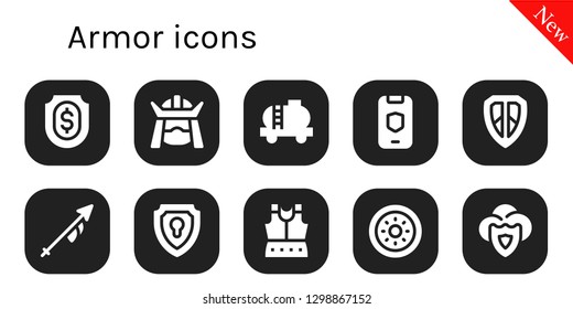  armor icon set. 10 filled armor icons. Simple modern icons about  - Shield, Samurai, Tank, Lance, Armour