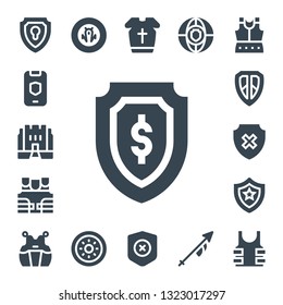 Armor Icon Set. 17 Filled Armor Icons.  Simple Modern Icons About  - Shield, Medieval, Bulletproof Vest, Kendo, Armour, Lance, Bulletproof