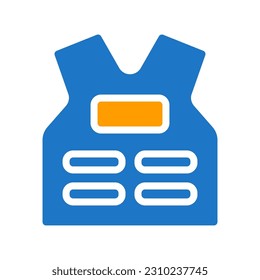 armor icon solid blue orange blue colour military vector army element and symbol perfect.