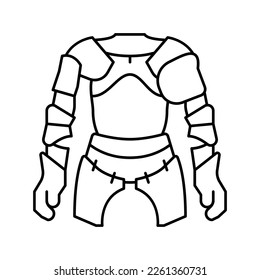 Rüstungsfeldmarkensymbol, Vektorgrafik. Rüstungsschild isoliertes Kontursymbol
