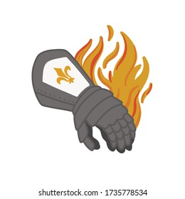 armor on fire doodle icon, vector illustration