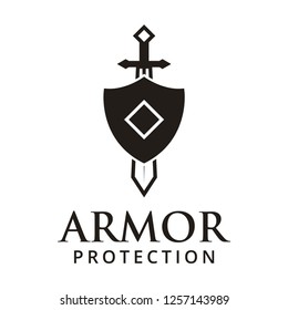 Armor protection logo design template vector illustration